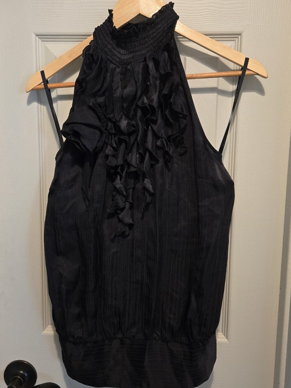 Bebe Black Ruffled Halter Camisole sz Large